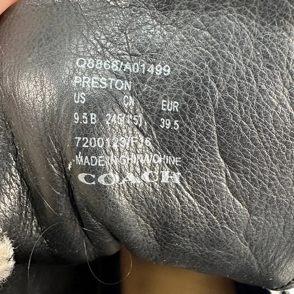 Coach Preston Leather Shearling Ankle Boots Size 9.5B Block Heel Side Zip - Picture 6 of 13